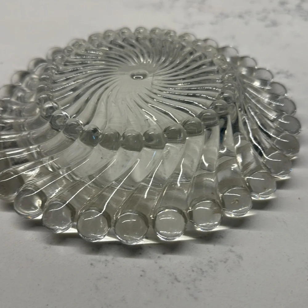 Vintage small dish Swirl and Ball Clear